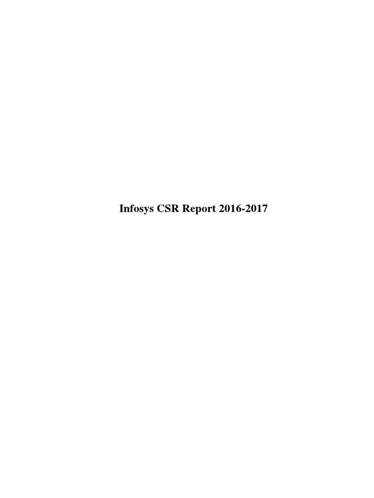 Infosys CSR Report 2016-2017 | PDF | Corporate Social Responsibility ...