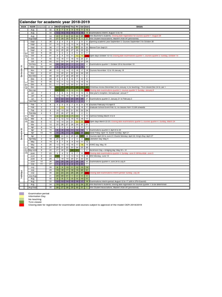 Calendar For Academic Year 2018-2019: Month Mon Tues Wed Thu Fri Sat ...