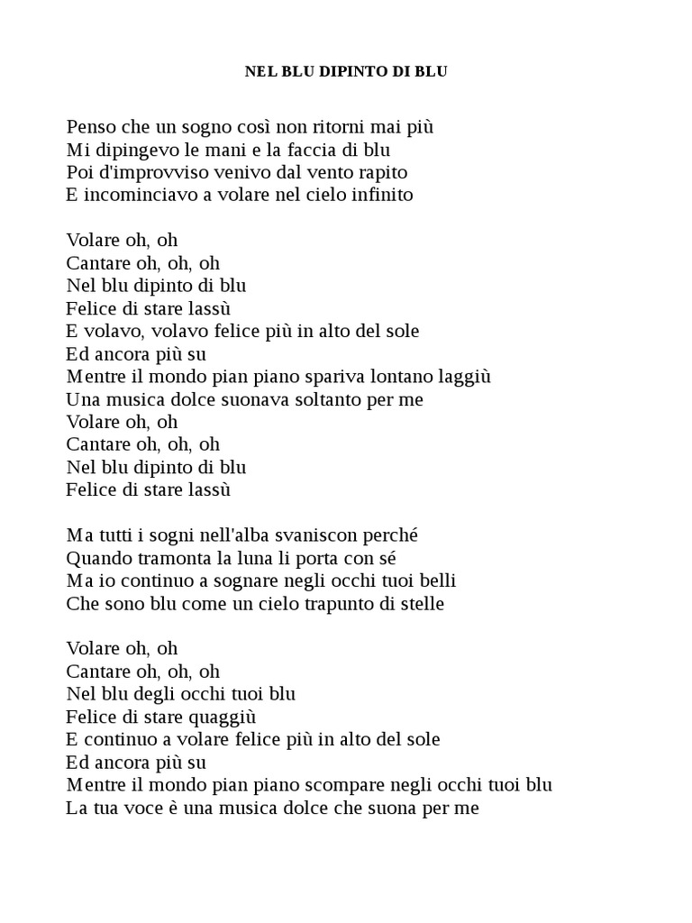 Testo Nel Blu Dipinto Di Blu