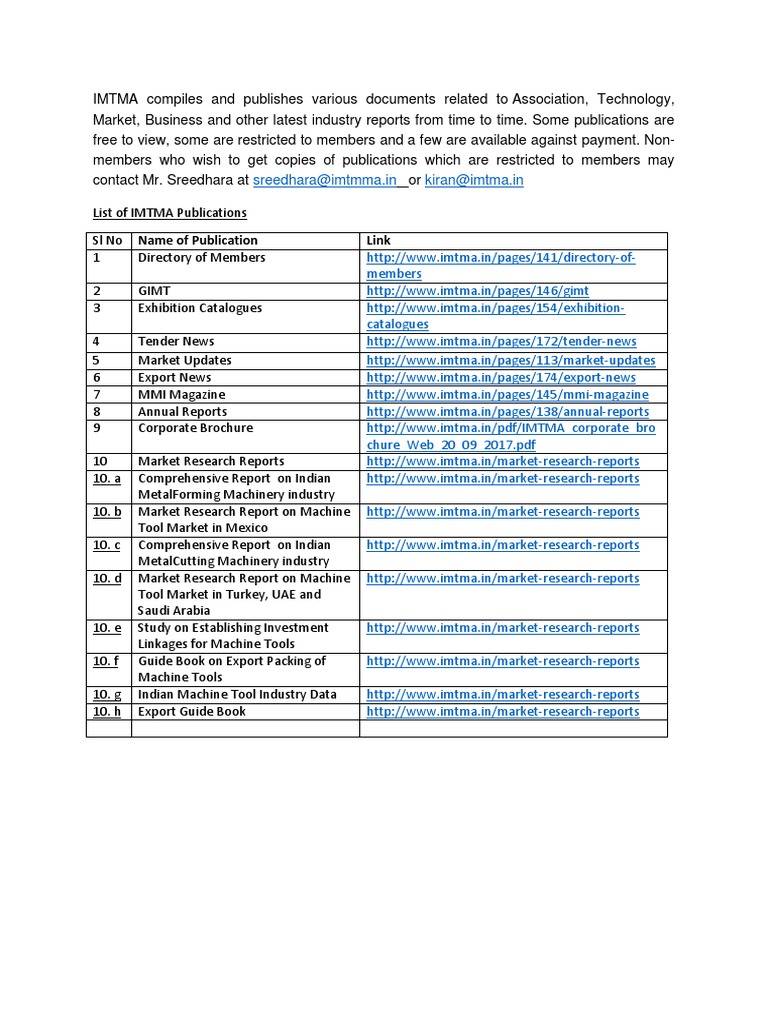 6 Indian Machine Tool Manufacturers Association PDF Business Economies