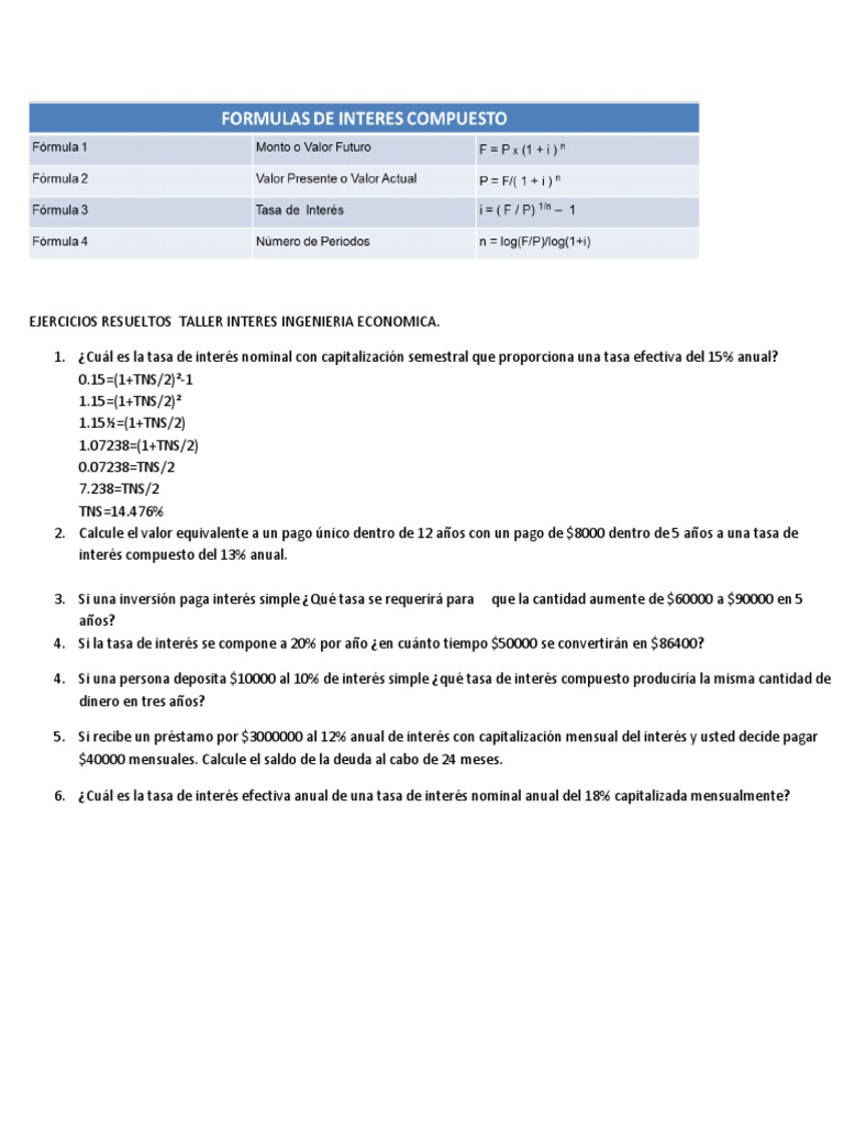 Taller Interes Nominal Y Efectivo