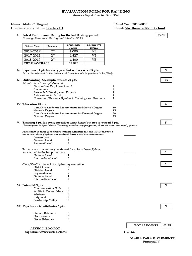 2019 Evaluation Form For Ranking | PDF | Doctorate | Academic Degree