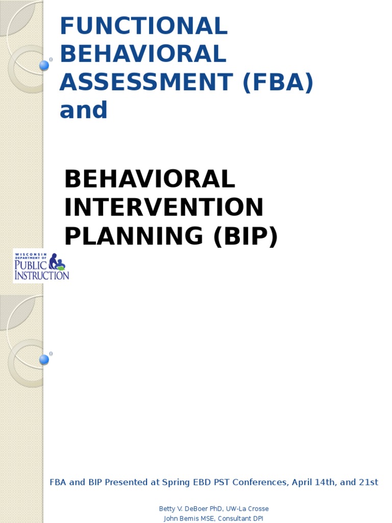 FBA and BIP Strategies for Behavior Support | PDF | Individualized ...