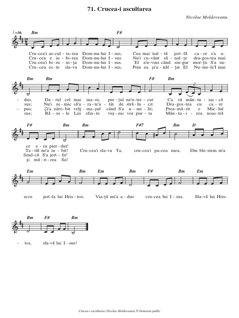 Pe Crucea Din Dealul Iubirii Acorduri Partitura Crucea I Ascultarea | PDF