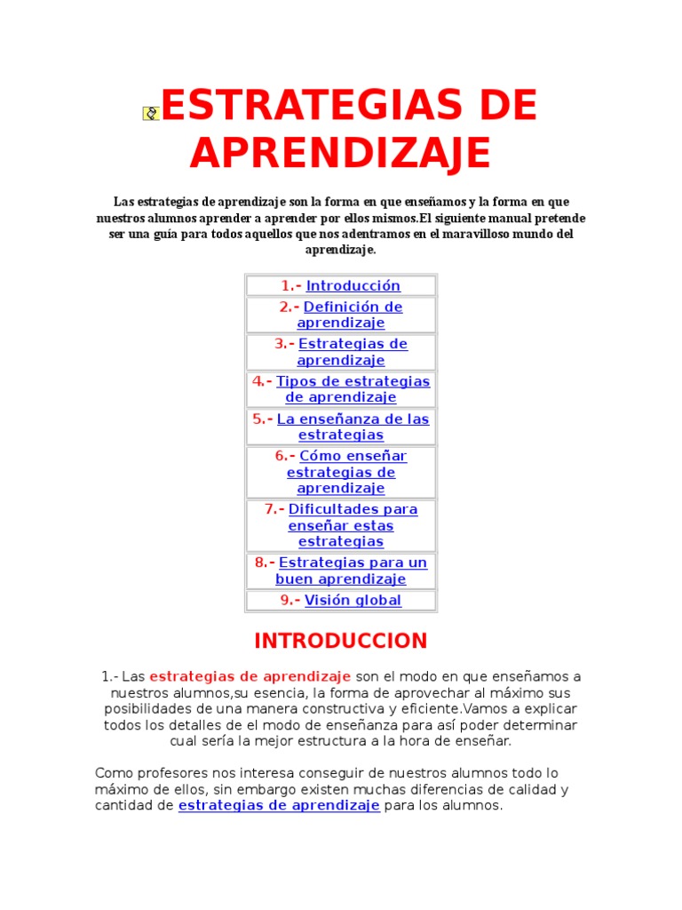 Estrategias de Aprendizaje | PDF | Aprendizaje | Maestros