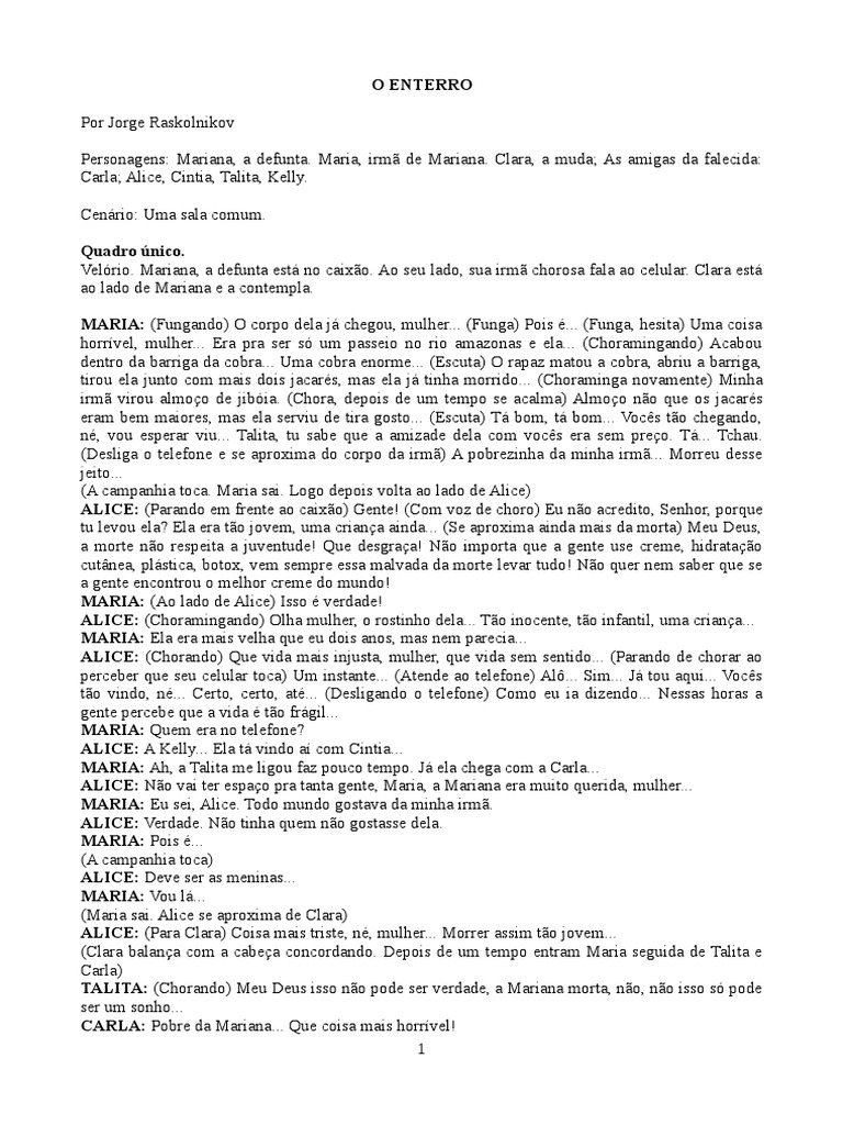 O Enterro Jorge Raskolnikov Maria Mae De Jesus Enterro