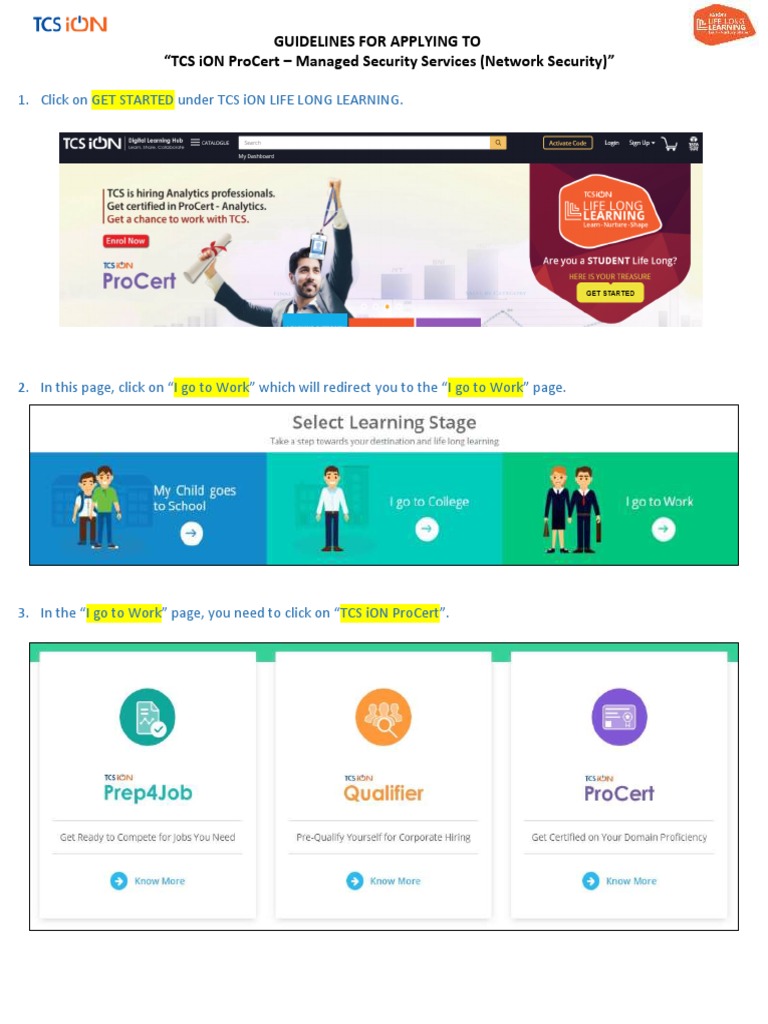TCS iON ProCert Application Guide | PDF | Login | Social Media