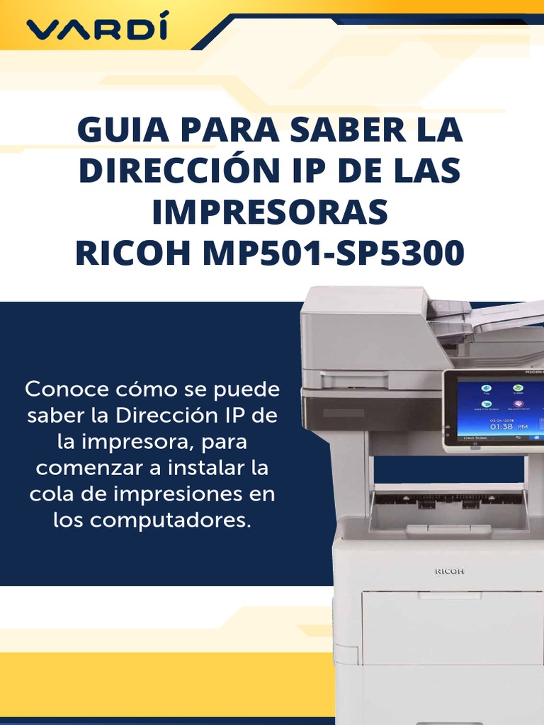 Cómo encontrar la IP de Ricoh MP501 | PDF