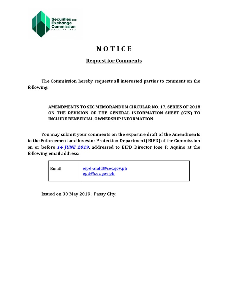 Notice: Request For Comments | PDF | Board Of Directors | Corporations