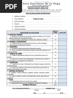 Hoja de Evaluacion de Trabajo Social de Campo I y Campo II