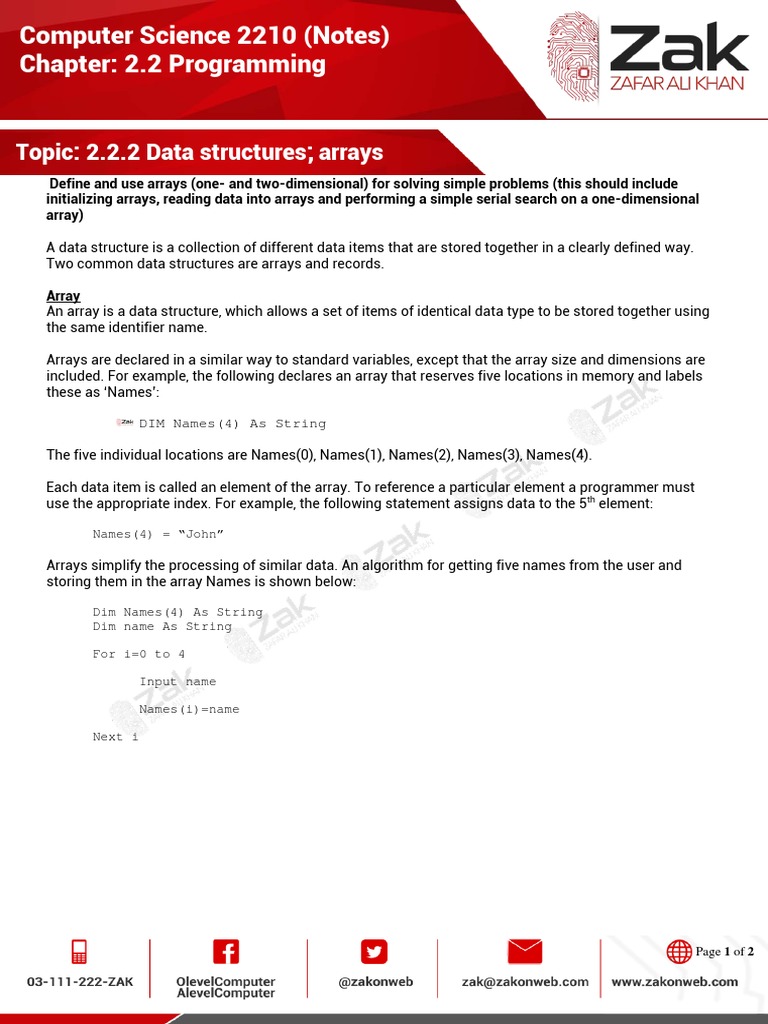 One-Dimensional Arrays: Storing Student Names and Test Scores to ...