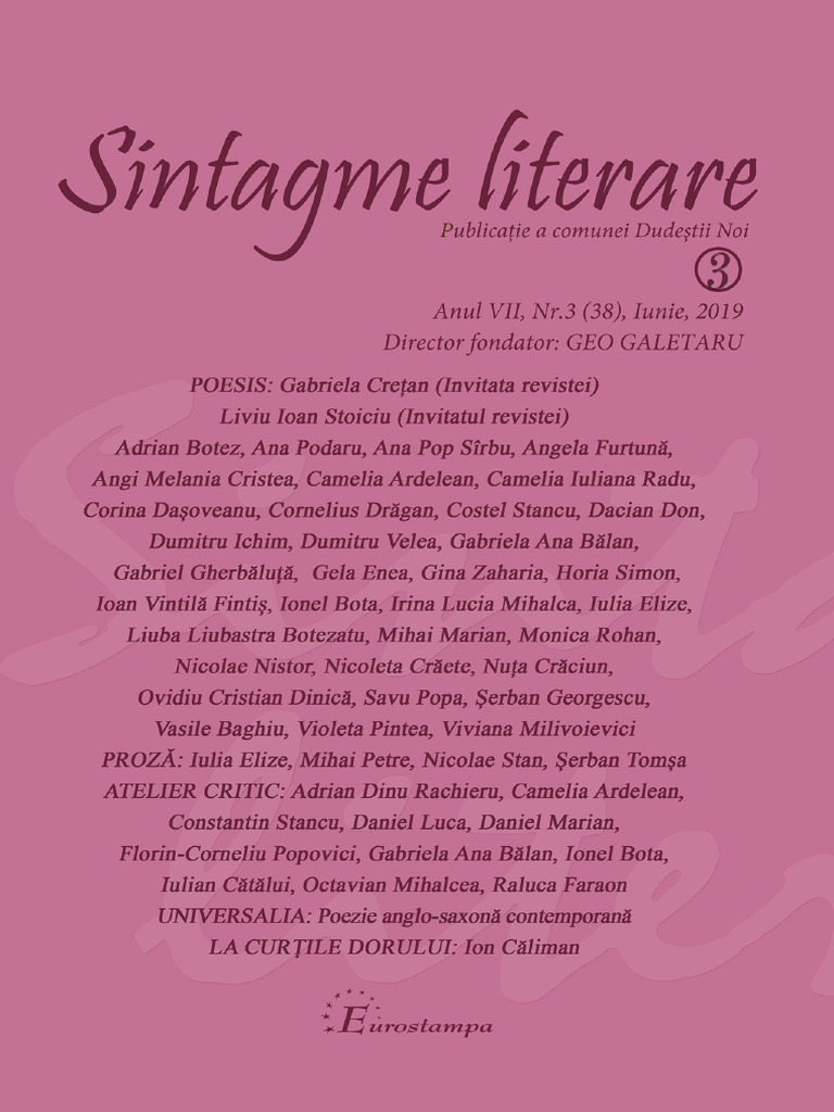 Revista Sintagme Literare Nr. 3, IUNIE 2019 | PDF