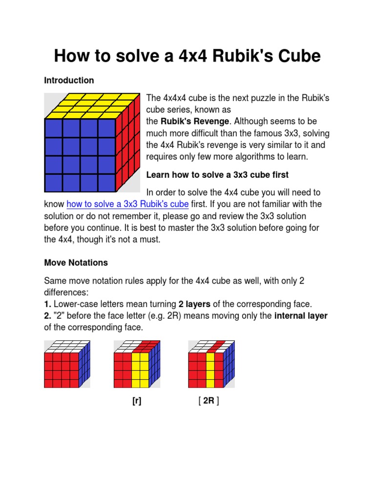 How To Solve A 4x4 Rubik's Cube (Complete Guide) | PDF | Teaching ...