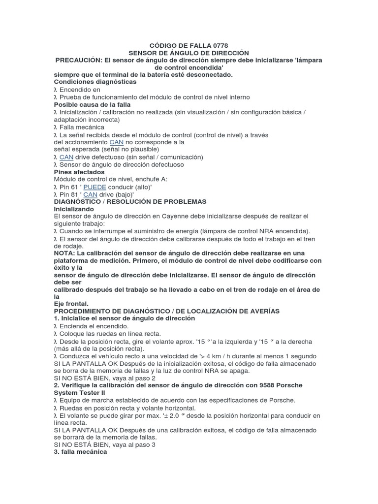 Diagnóstico del Código de Falla 0778 | PDF | Ingenieria Eléctrica ...