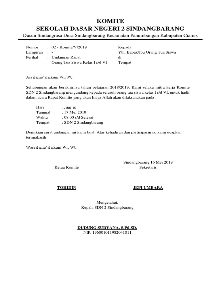 730 Koleksi Contoh Undangan Komite Sekolah Gratis