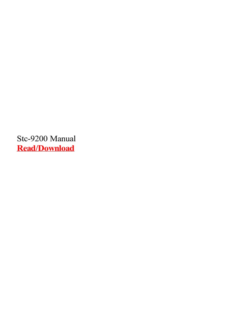 STC 9200 Manual | PDF | Manufactured Goods