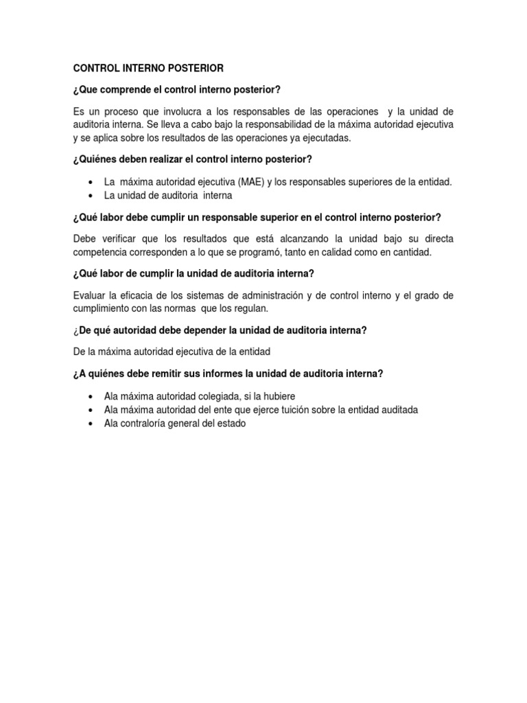 Control Interno Posterior