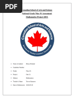 Canadian School of Arts and Science National Grade Nine (9) Assessment Mathematics Project 2019