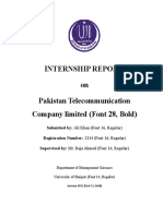 Internship Report On Pakistan Telecommunication Company Limited (Font 28, Bold)