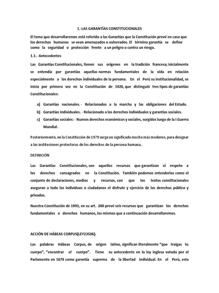 Garantias Constitucionales | PDF | Derecho Constitucional | Derechos