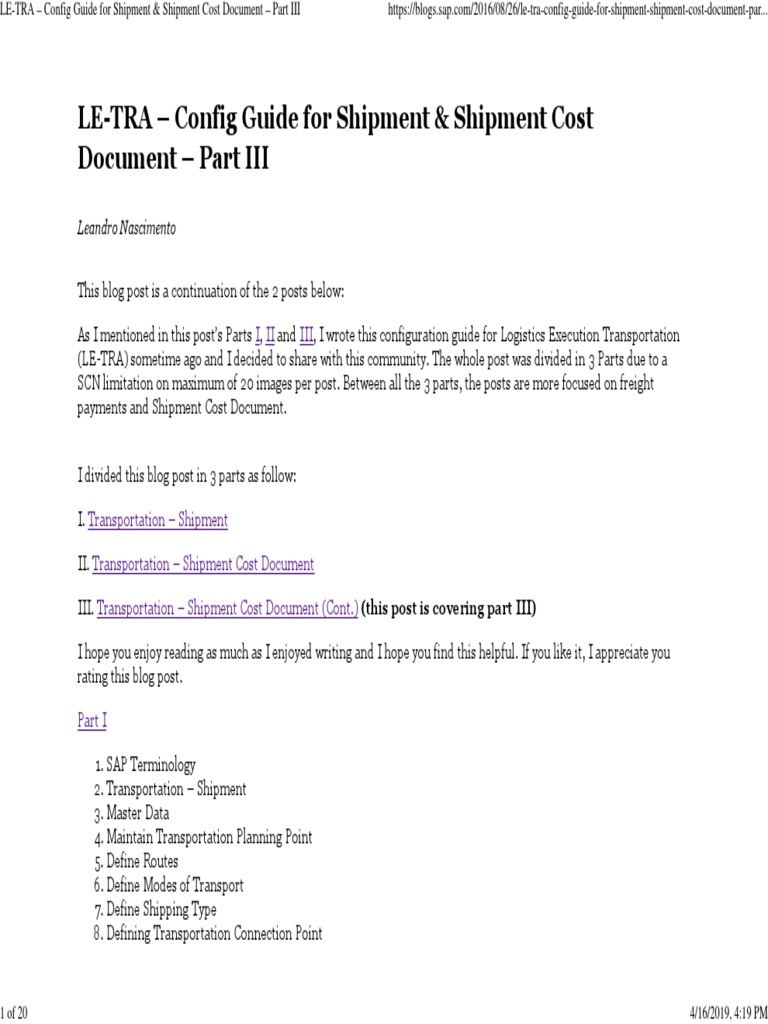 Shipment Cost Document Configuration Guide | PDF | Cargo | Freight ...