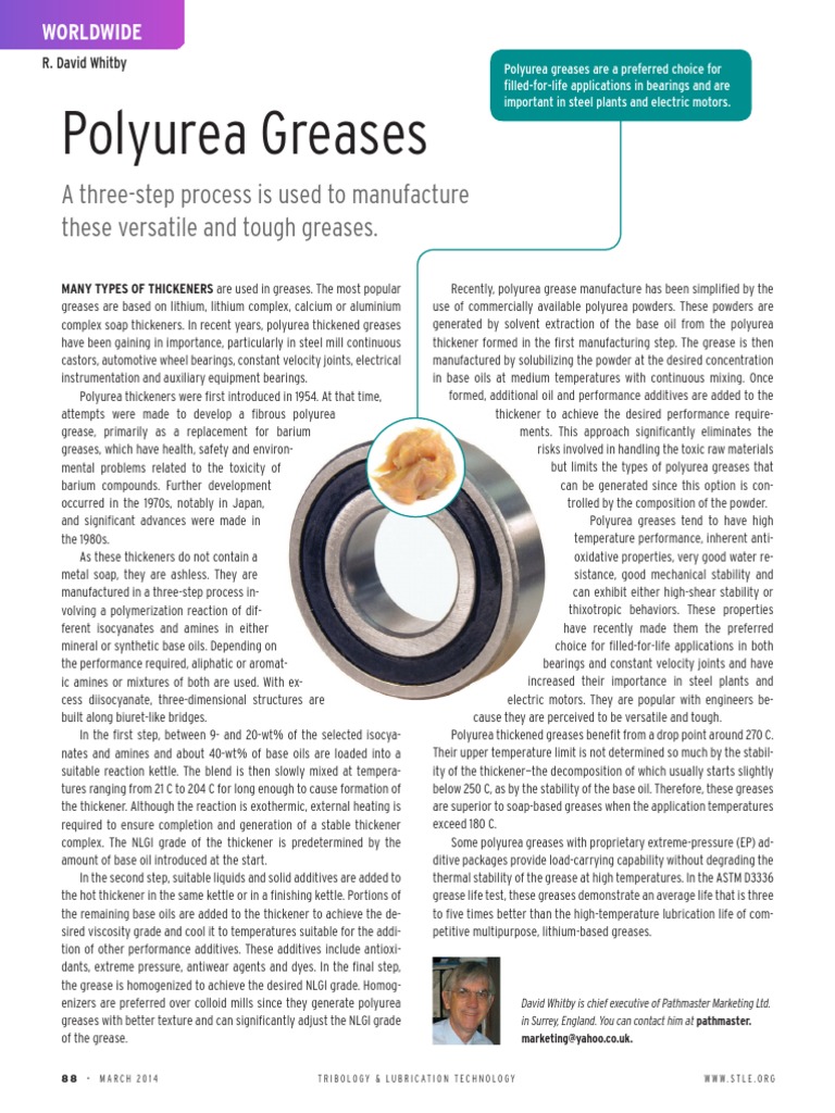 Polyurea Greases TLT Article March14 PDF Chemical Substances