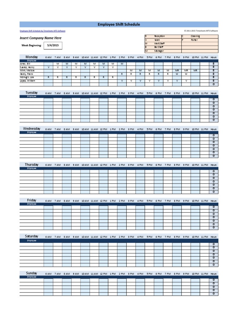 Employee Shift Schedule Template | PDF | Leisure | Sports