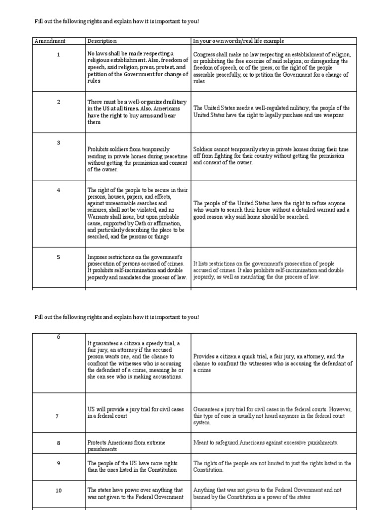 Understanding Your Rights Worksheet | PDF | Search And Seizure | Self ...