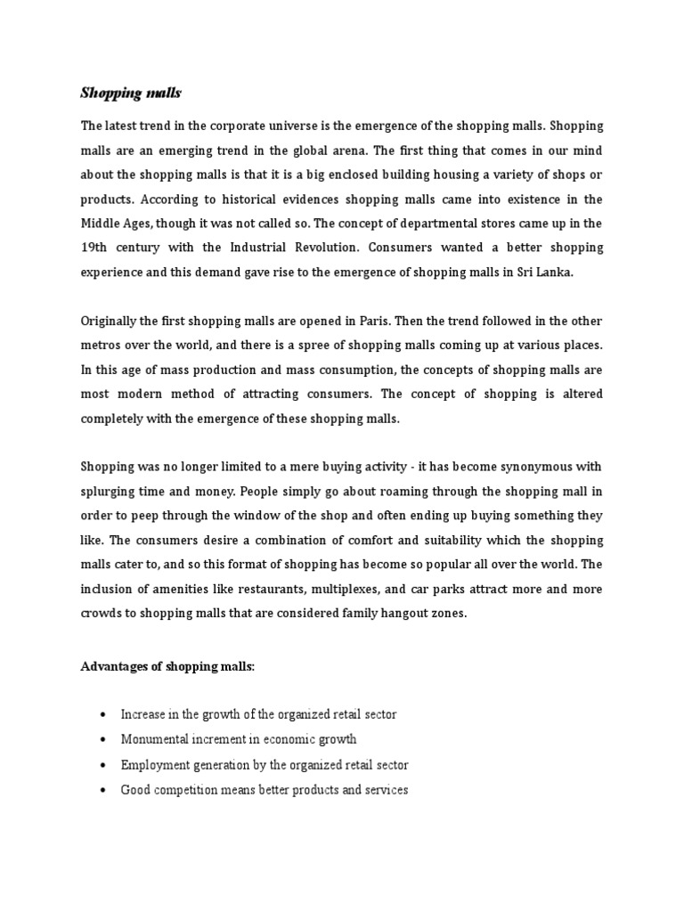 Shopping Mall Pdf Retail Shopping Mall
