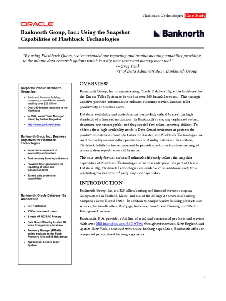 Bank North Flashback Case Study | PDF | Oracle Database | Database ...