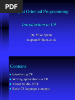 Object Oriented Programming: Introduction To C#