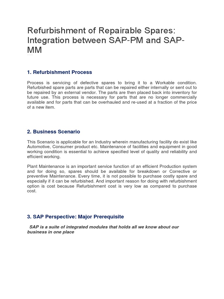 Refurbishment of Repairable Spares | PDF | Business Process | Supply ...