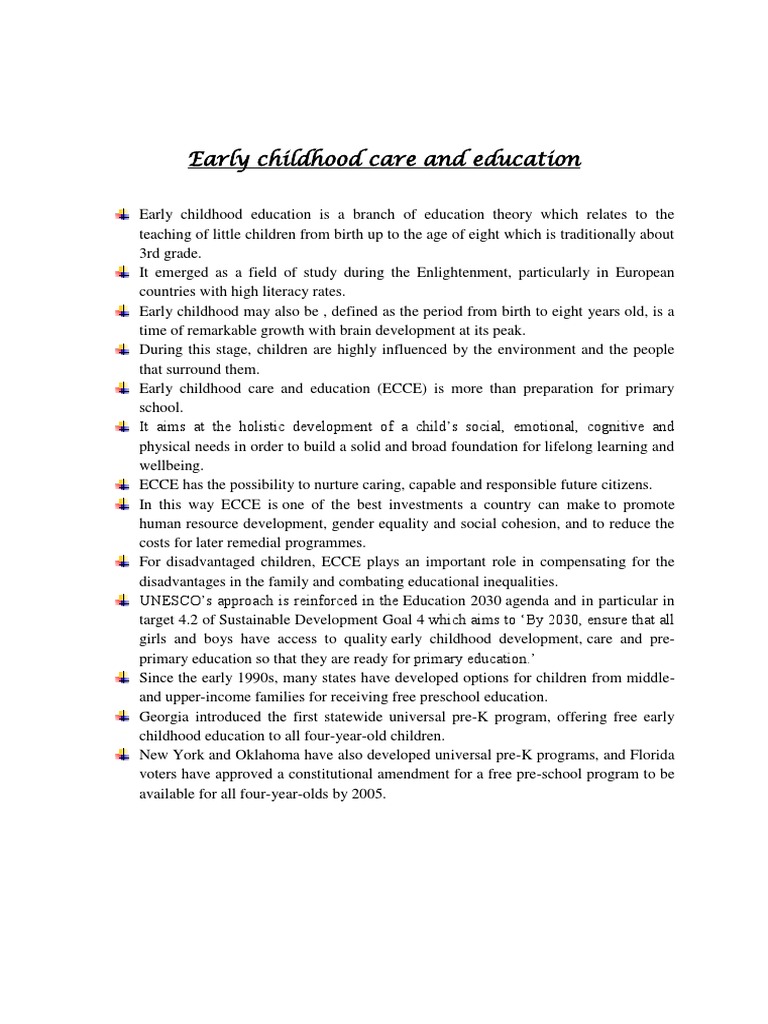 Early Childhood Care and Education Overview | PDF | Early Childhood ...