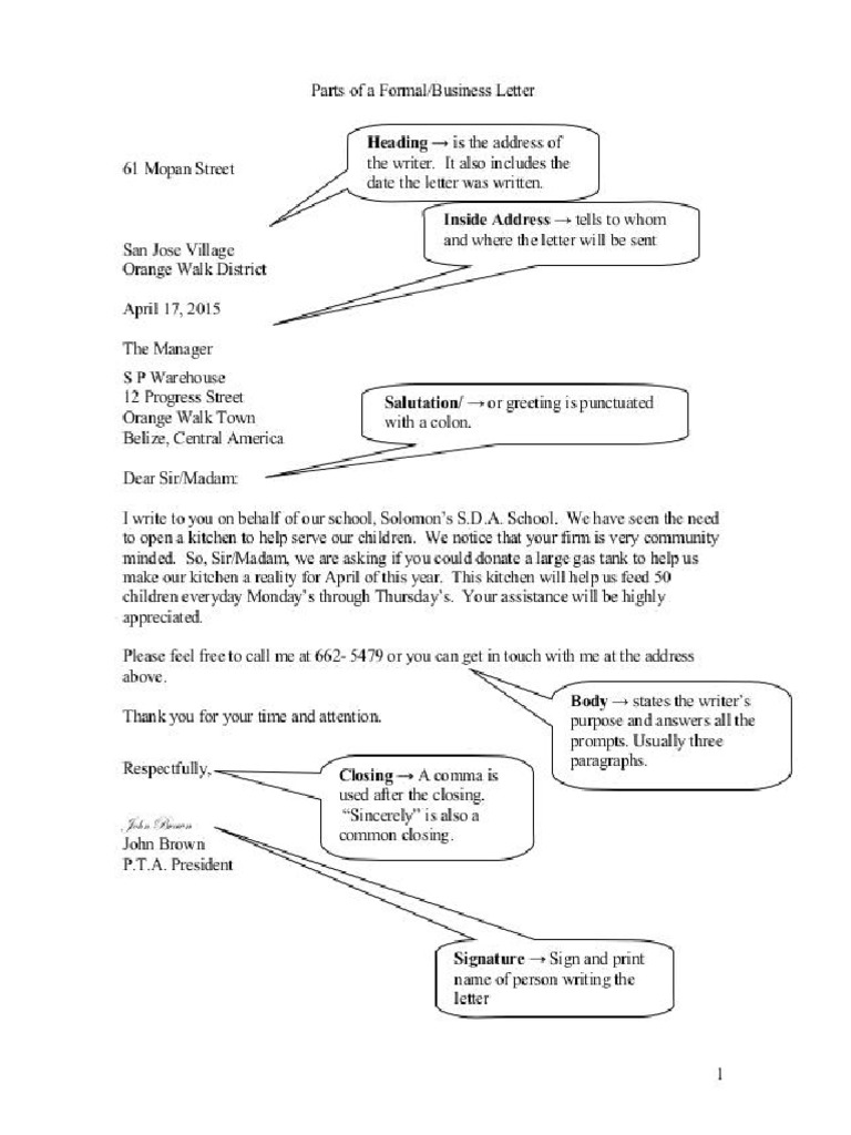 Parts of a formal letter pdf