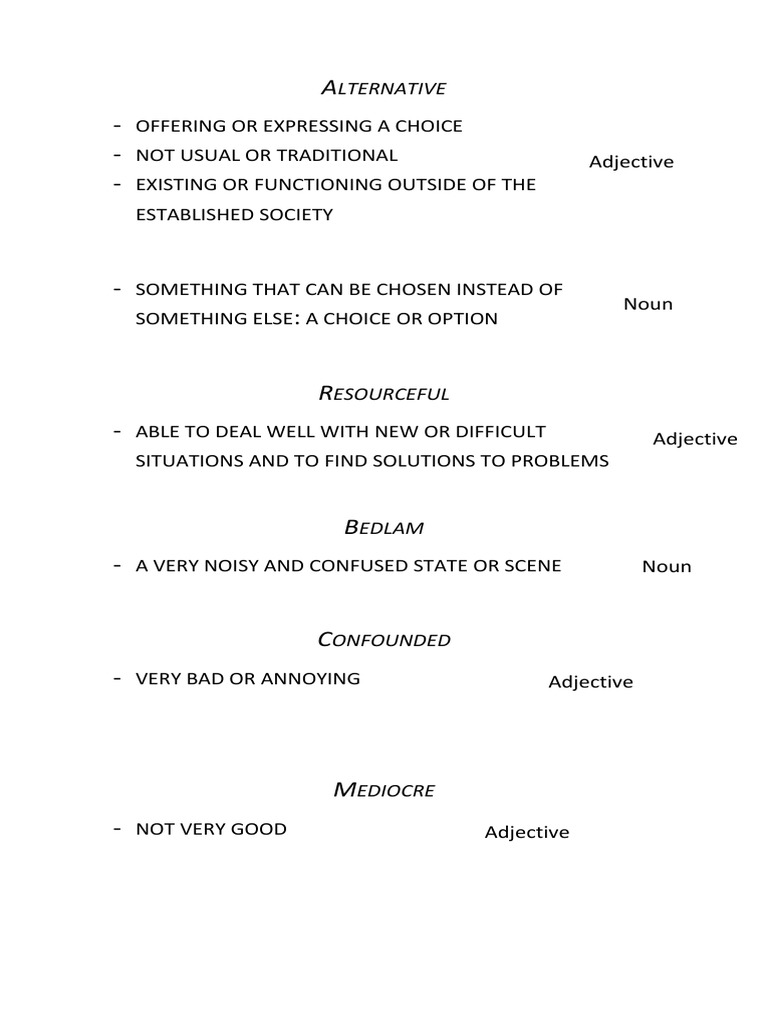 Key Definitions: Alternative Terms Explained | PDF | Career & Growth