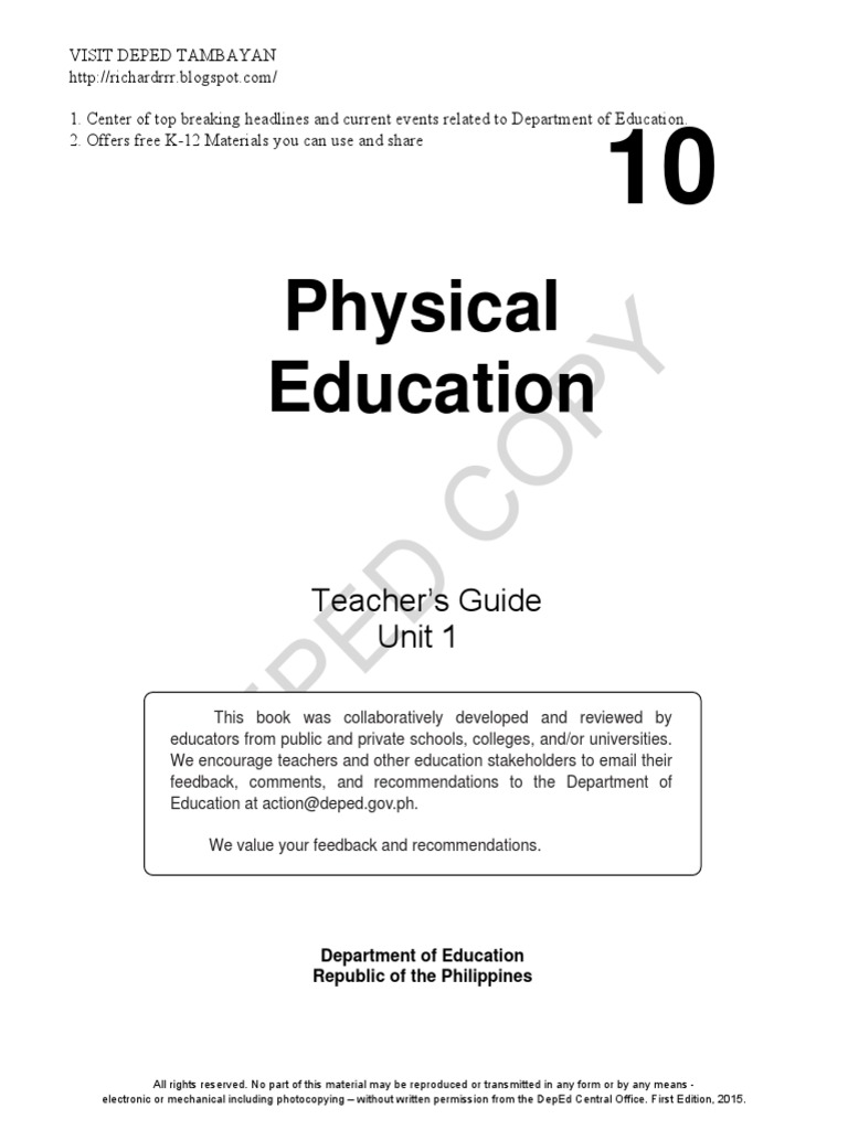 Pe 10 TG | PDF | Physical Fitness | Learning