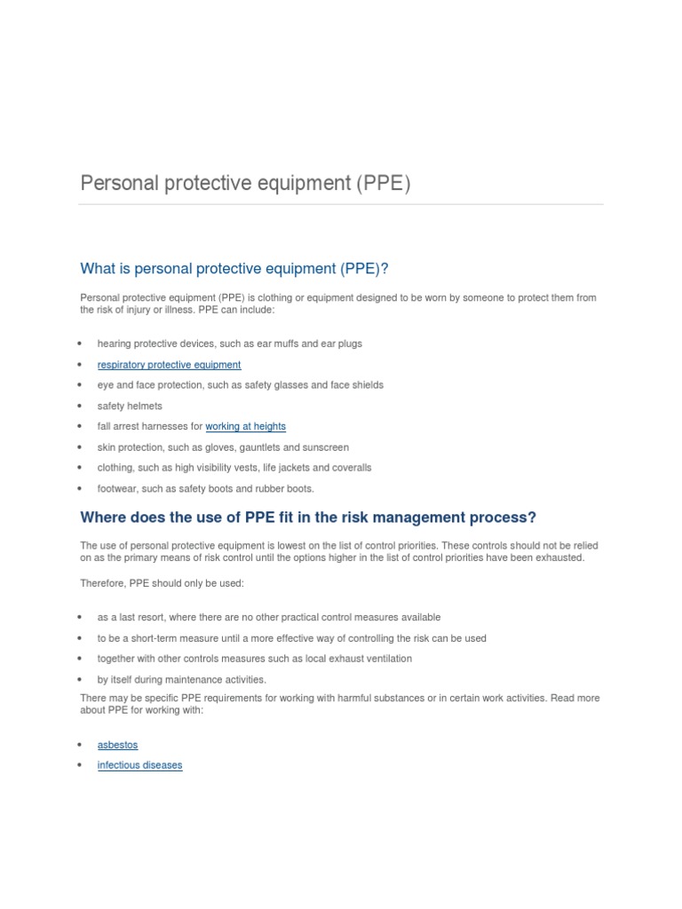 A Comprehensive Guide to Personal Protective Equipment (PPE) Selection ...