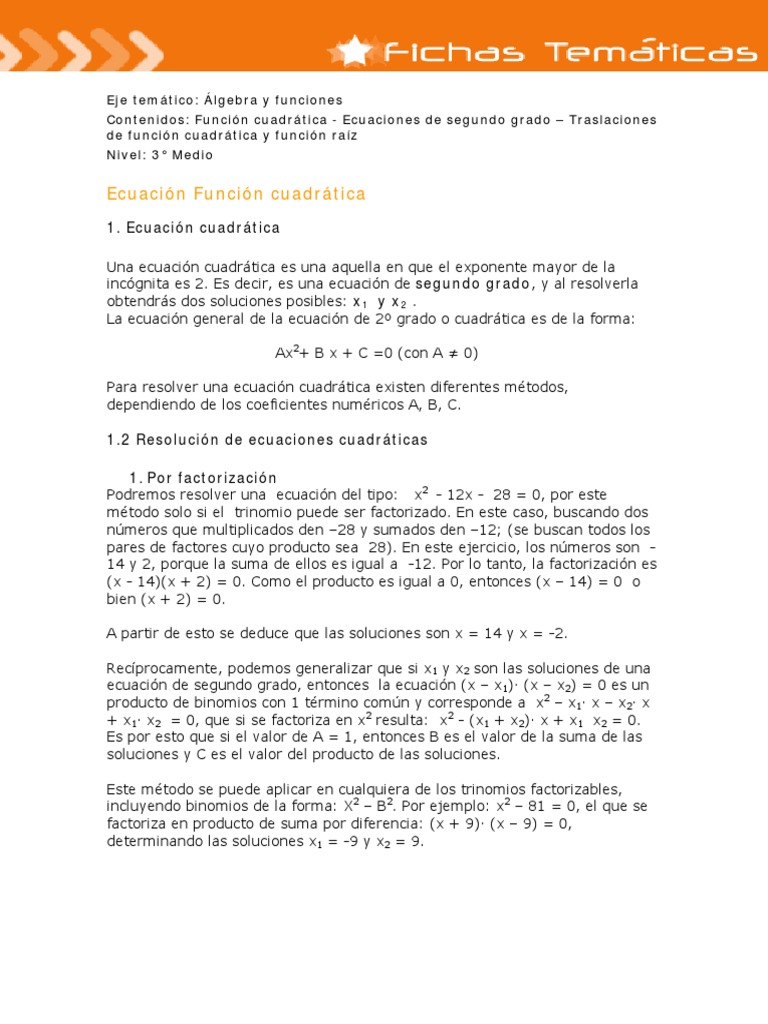 Ecuacion Cuadratica Pdf Ecuacion Cuadratica Ecuaciones