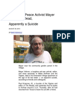 Yippie and Peace Activist Mayer Vishner Is Dead