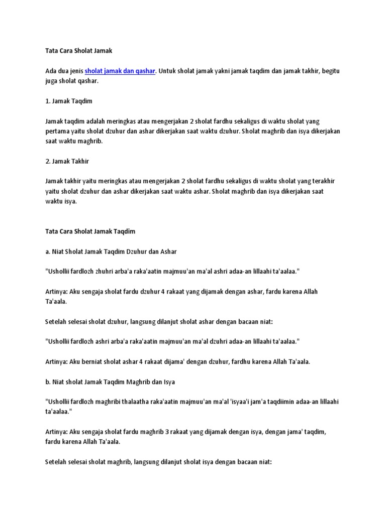 Niat Sholat Jamak Takhir Dzuhur Ke Ashar