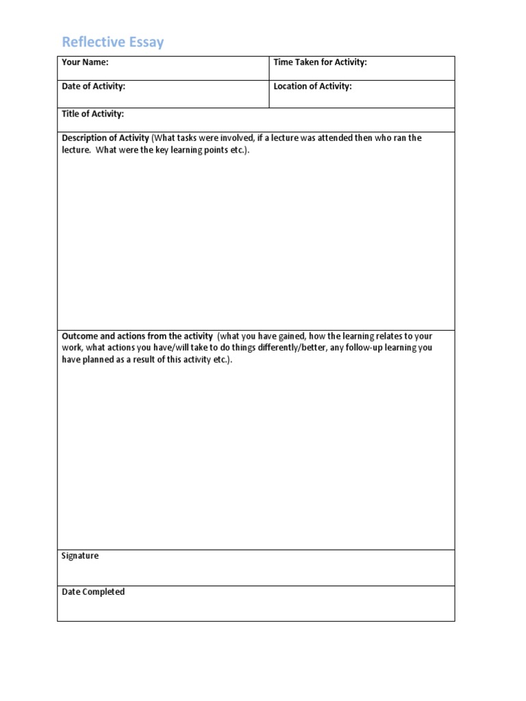 Reflective Essay: Lecture. What Were The Key Learning Points Etc.) | PDF