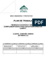 Plan de Trabajo "Mob02218 Accesos y Obras Complementarias para Investigaciones de Campo"