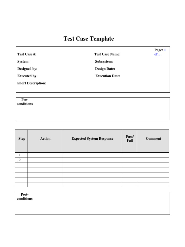 Test Case Template for Software Testing | PDF