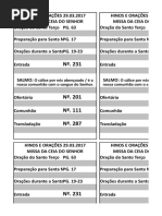 Cantos Missa Modelo Hinário Cantos