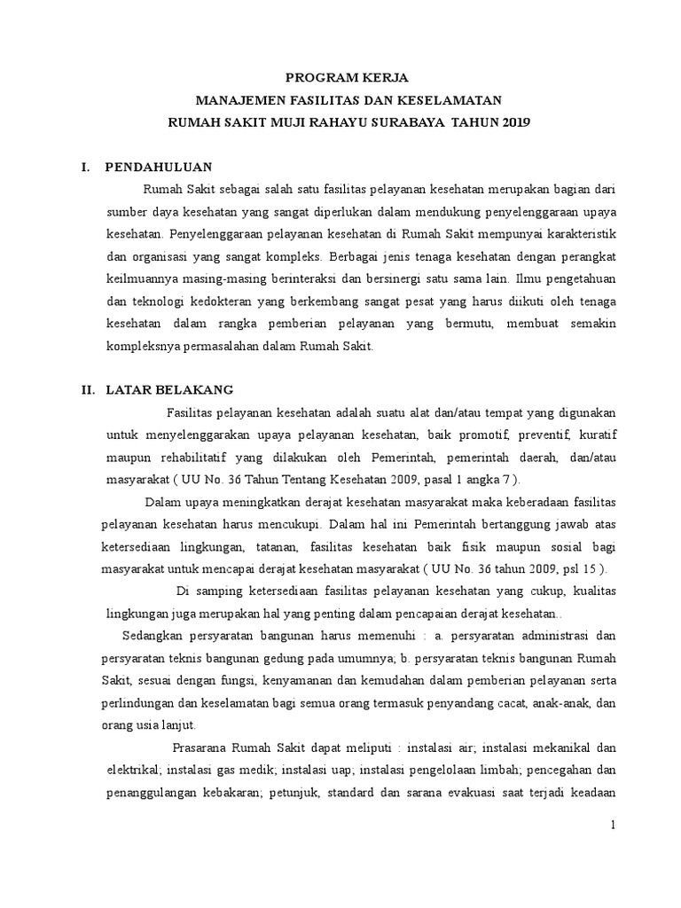 Manajemen Fasilitas dan Keselamatan RS 2019 | PDF