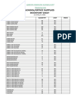 School/Office Supplies: Inventory Sheet