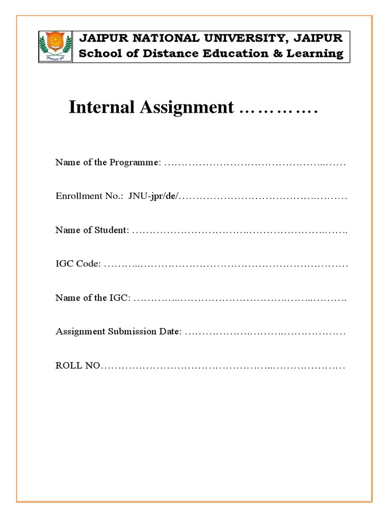 Jnu Assignment Front | PDF
