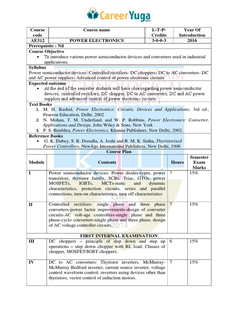 Power Electronics Course Overview | PDF | Power Inverter | Power ...