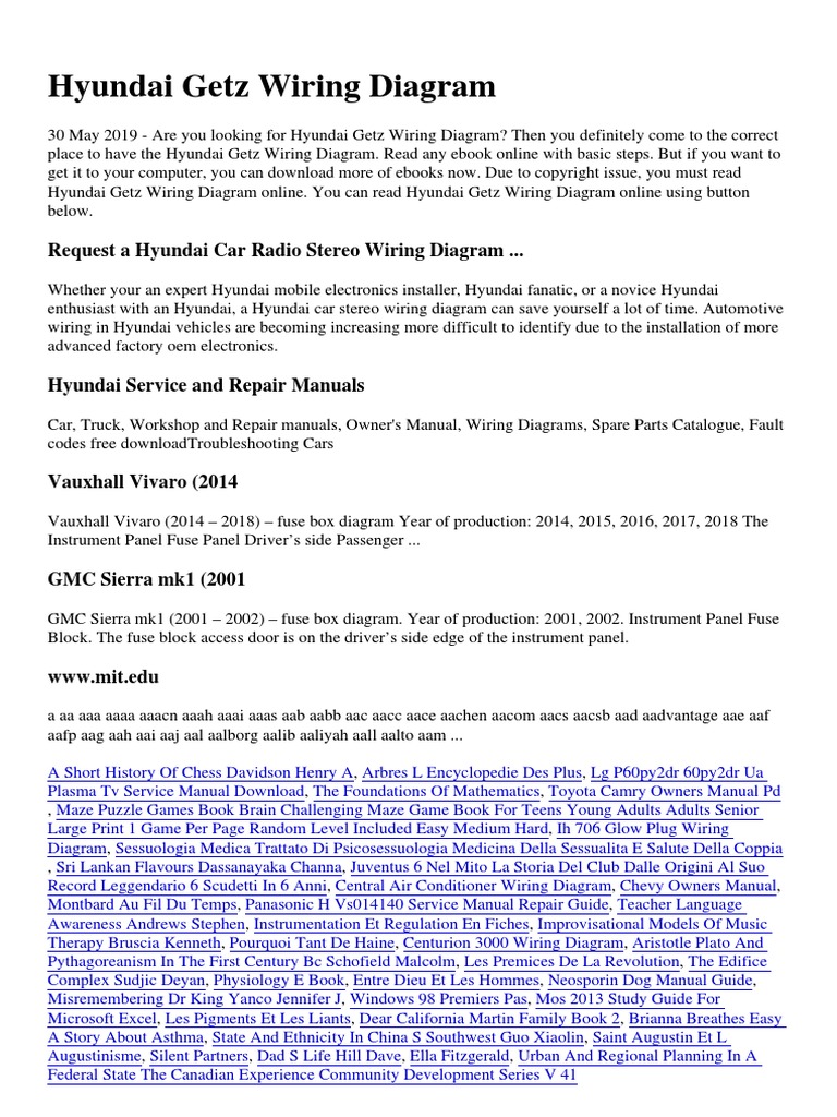 Hyundai Getz Wiring Diagram Simple PDF Business