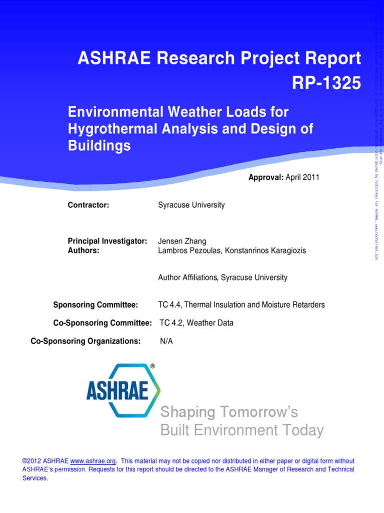 Ashrae D RP 1325 | PDF | Humidity | Relative Humidity